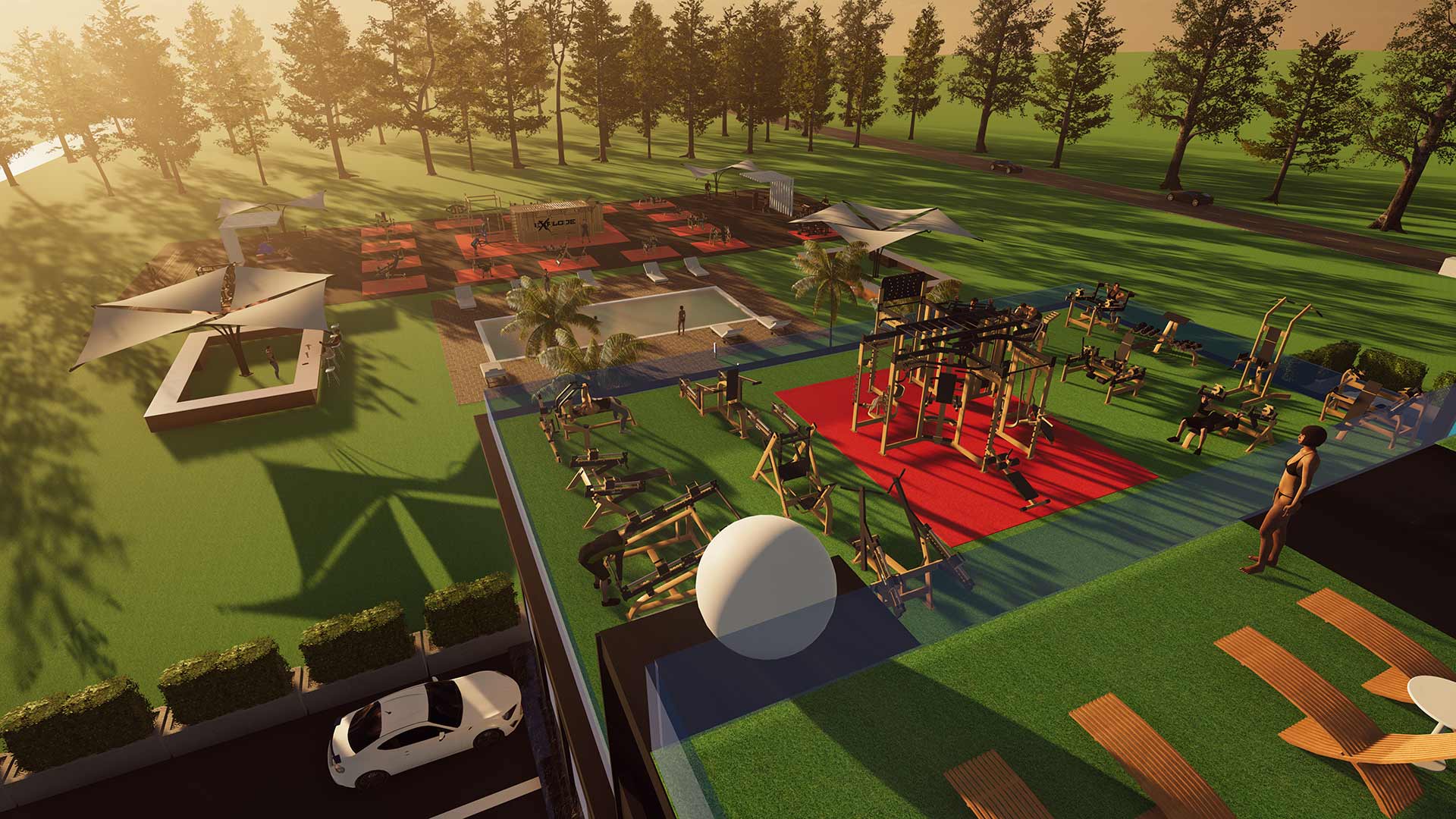 3D fitness visuals for outdoor gym