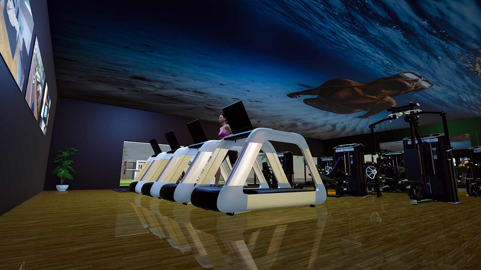 3D fitness visuals for gym interior